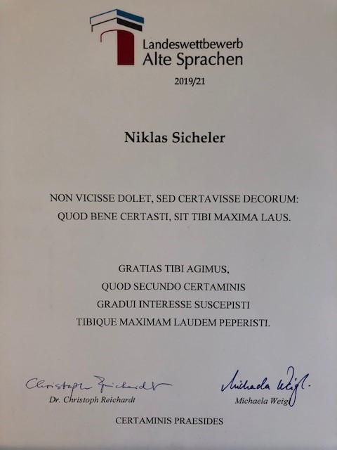 Landeswettbewerb Urkunde